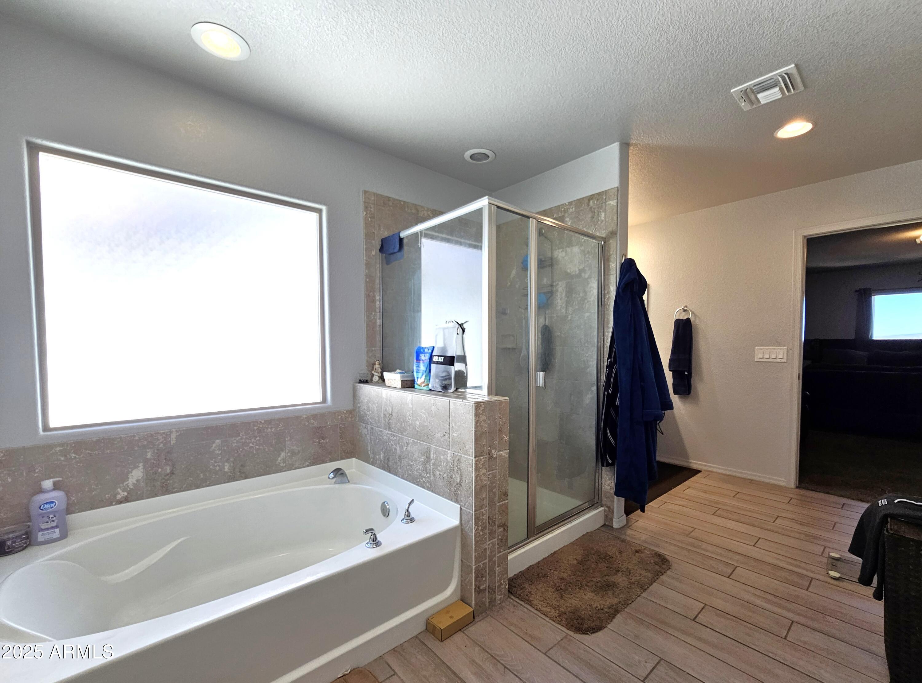 3443 Rhapsody Drive Sierra Vista, AZ 85650 - Photo 14 of 28 a bathroom with a tub a sink and a large mirror