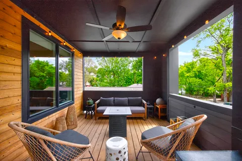 a outdoor space with furniture