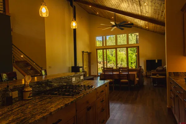 a kitchen with lots of counter top space