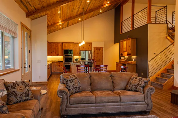 a view of a living room and a couch