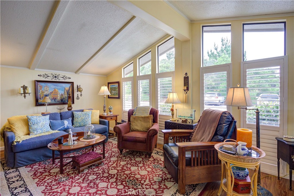 1675 Los Osos Valley Road, Unit 223 Los Osos, CA 93402 - Photo 17 of 68 a living room with furniture a rug and a floor to ceiling window