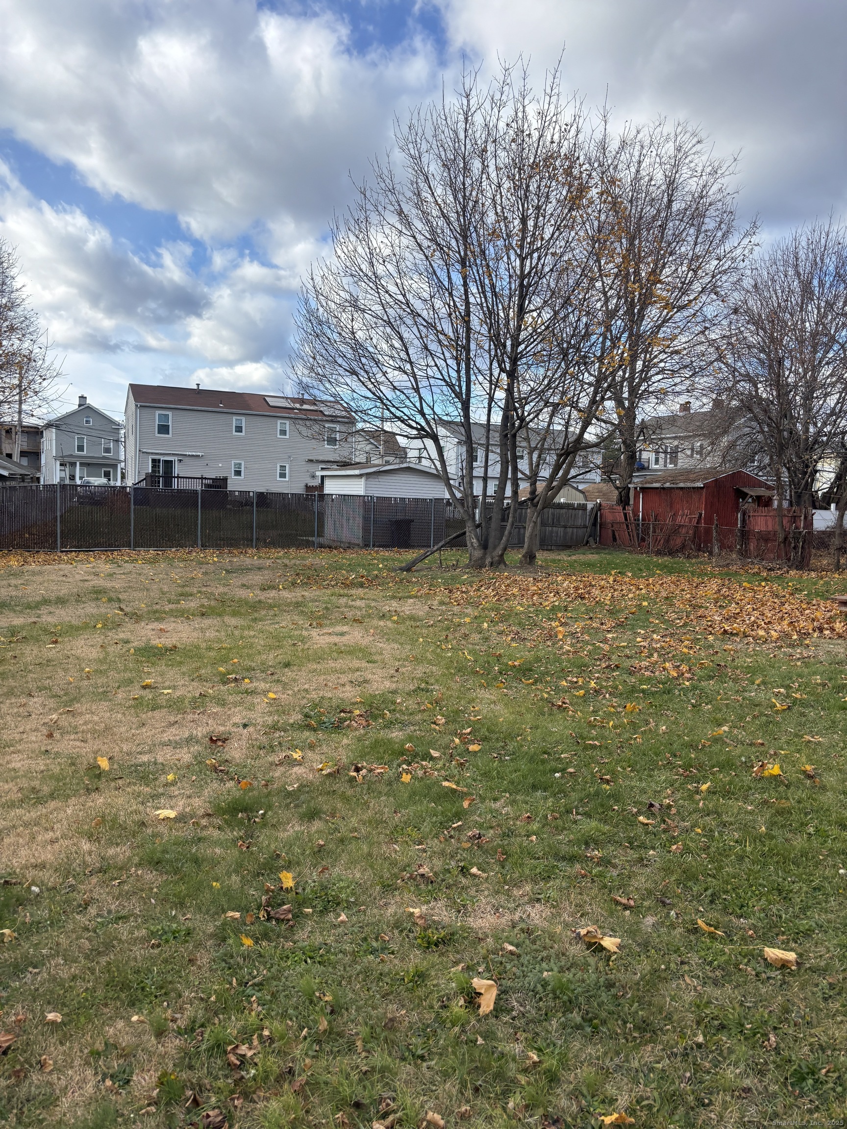 509 Pembroke Street Bridgeport, CT 06608 - Photo 5 of 25 a view of a yard with brick wall and a large tree
