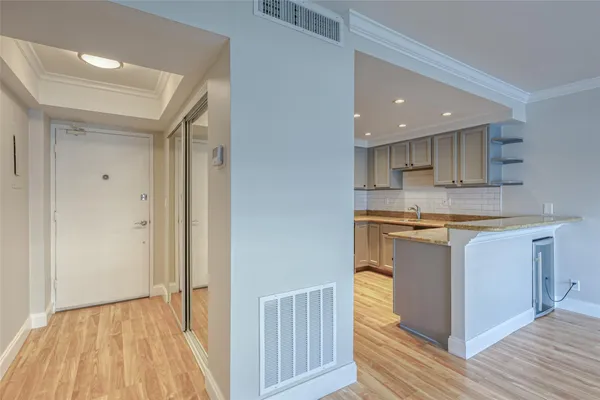 an empty room that has a window