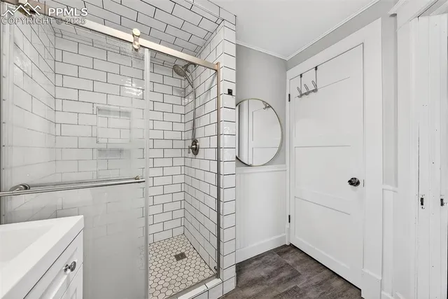 a bathroom with a shower