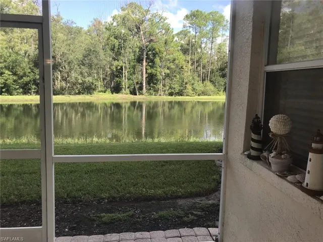a view of a lake from a yard