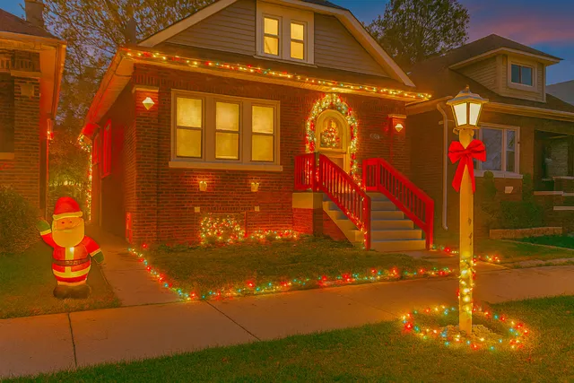 a view of a brick building with a small yard