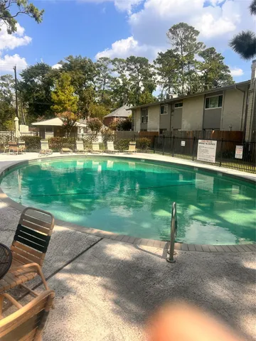 a view of a park with a large tree