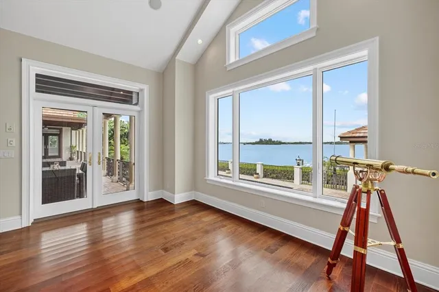 a view of a garden with a building