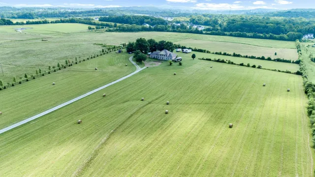 a view of a lake with a big yard