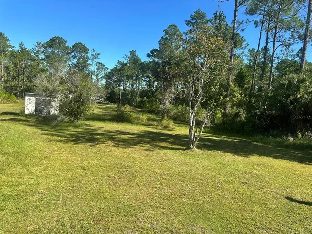 a view of a swimming pool with a yard