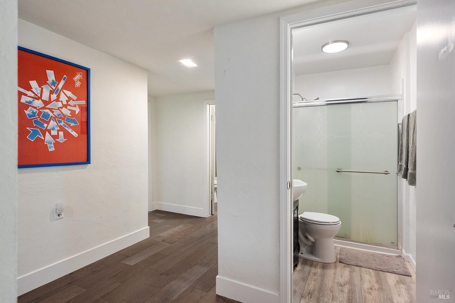 1979 Ludwig Avenue Santa Rosa, CA 95407 - Photo 25 of 52 a view of a bathroom with wooden floor and a potted plant