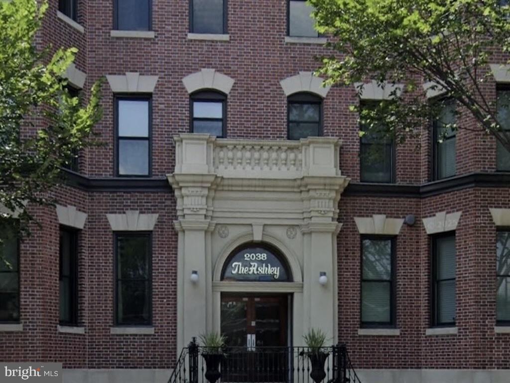 a front view of a building with entryway