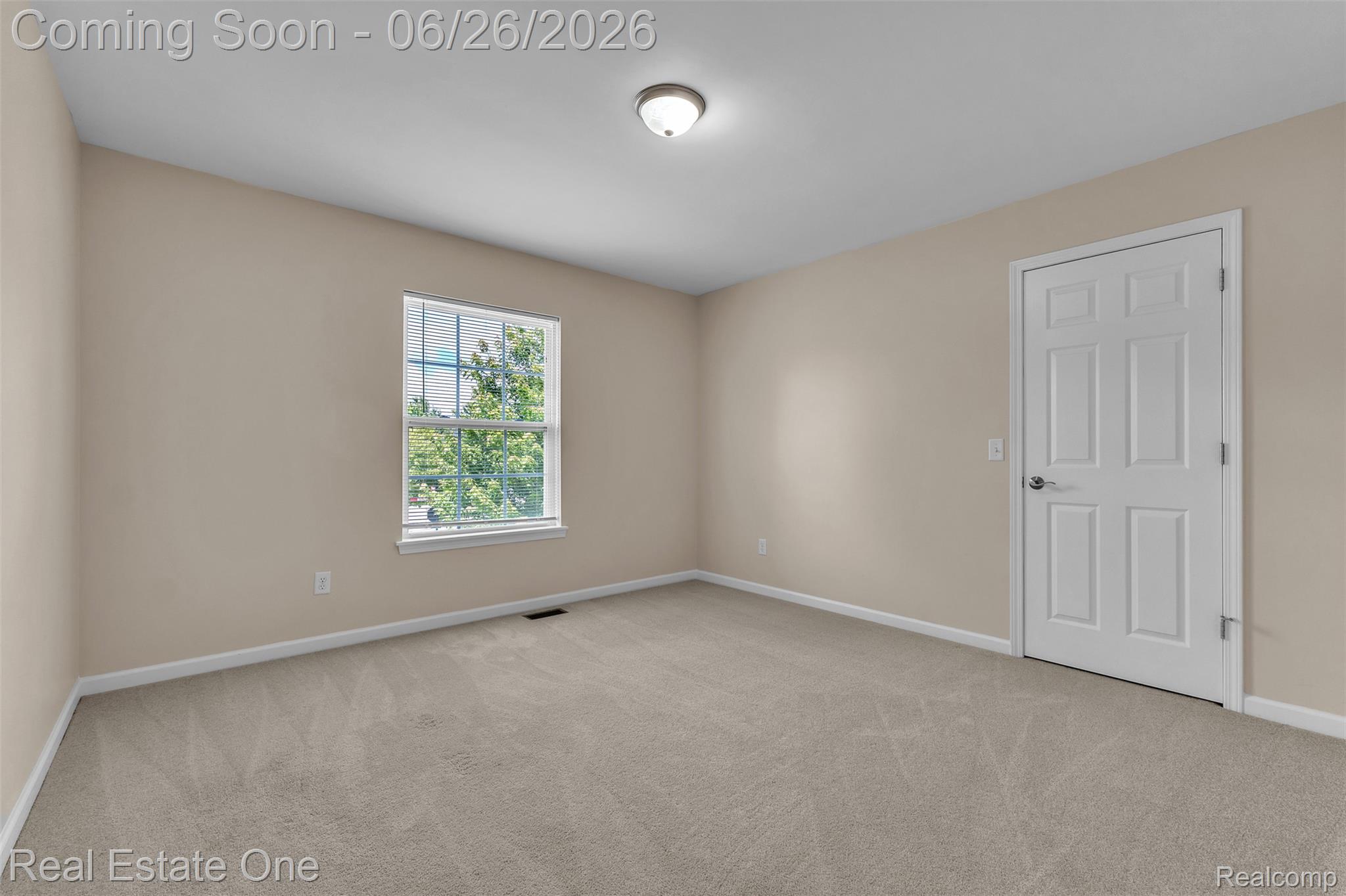 41590 Mitchell Road Novi, MI 48377 - Photo 25 of 45 Carpeted room featuring a single window with grids, neutral painted walls, white trim, and a flush-mount ceiling light