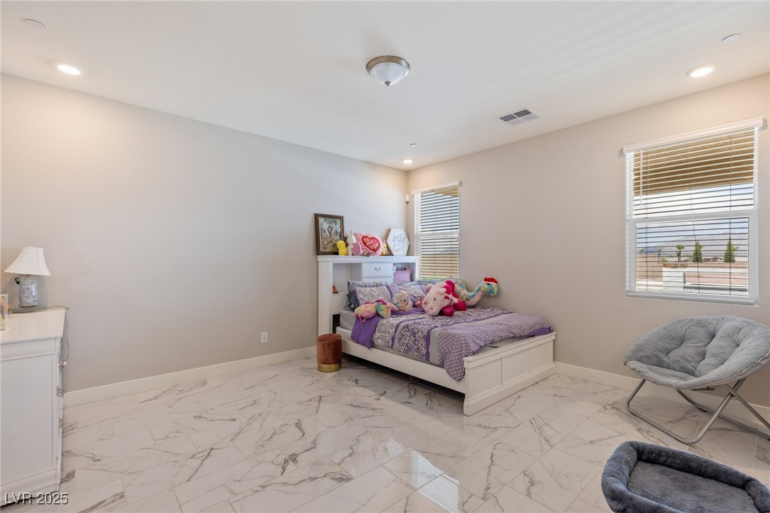 5592 Hickory Tree Street Las Vegas, NV 89149 - Photo 37 of 87 Bedroom featuring light marble finish flooring and recessed lighting