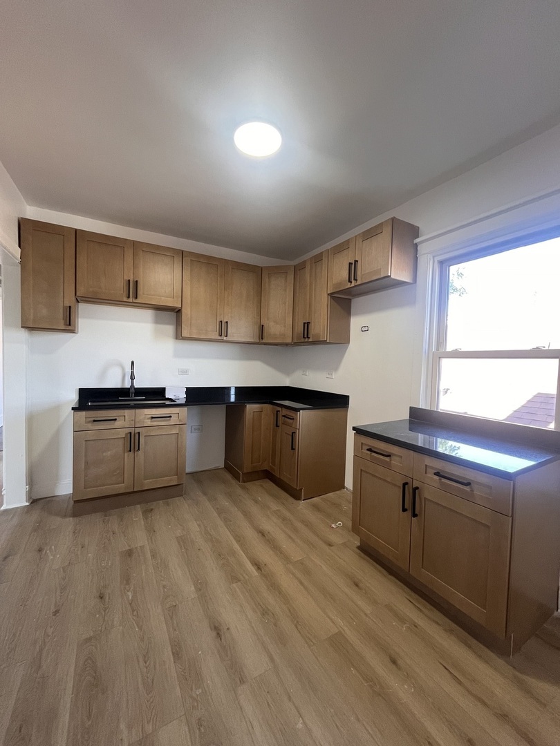 7955 South Elizabeth Street, Unit 2 Chicago, IL 60620 - Photo 4 of 10 a kitchen with granite countertop a sink cabinets and stainless steel appliances