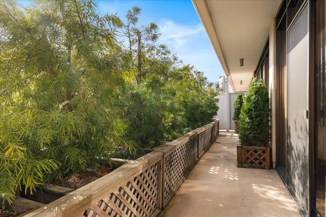 a view of a flower in a balcony