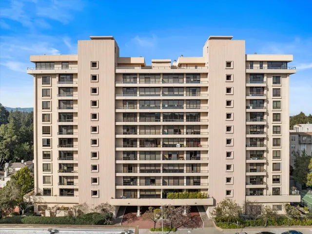 a city view with tall buildings