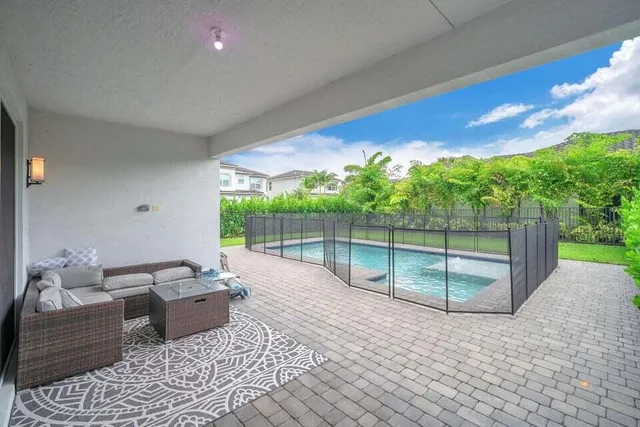 a balcony with furniture