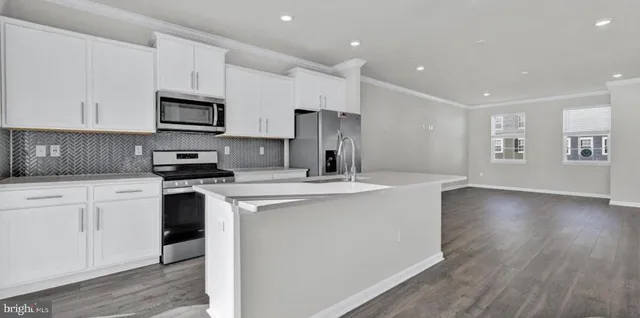 a kitchen with stainless steel appliances a sink stove and refrigerator