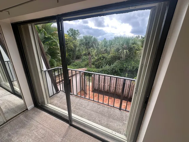 a view of a glass door