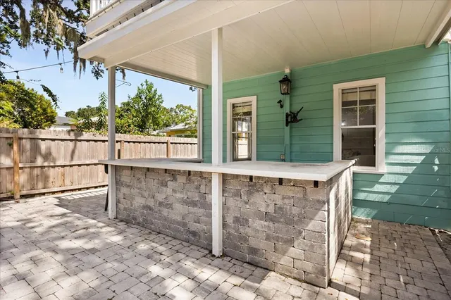 a view of a two room with windows
