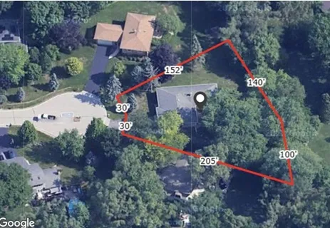 an aerial view of a house