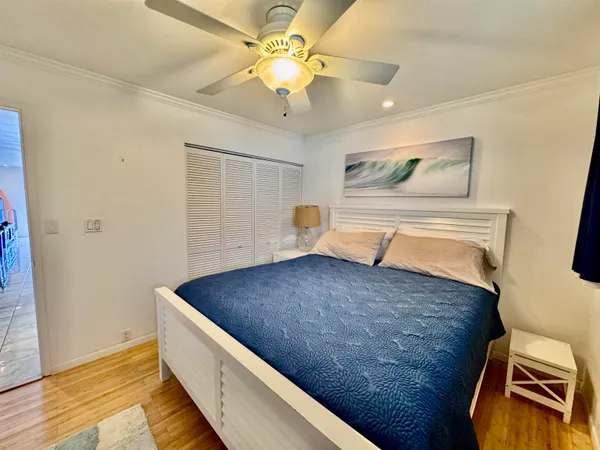 a view of hotel and bedroom