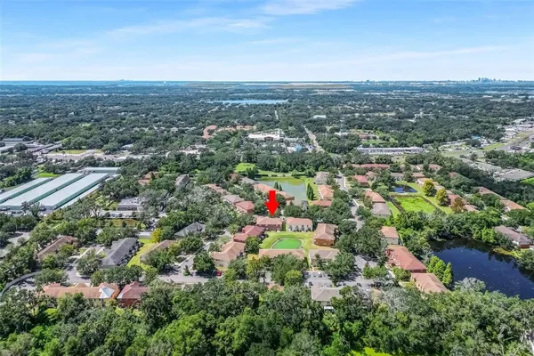 an aerial view of a house