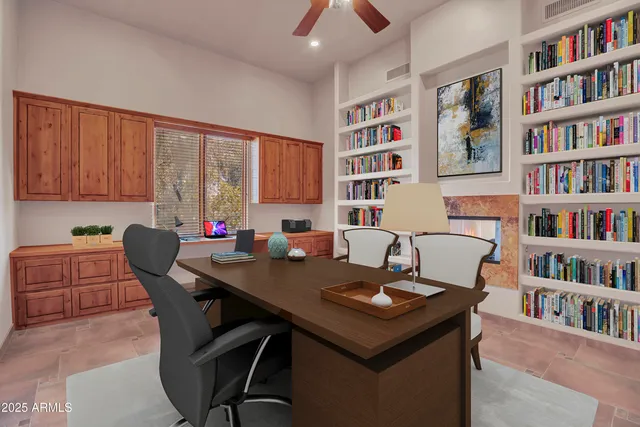 a view of a park with swings and slides