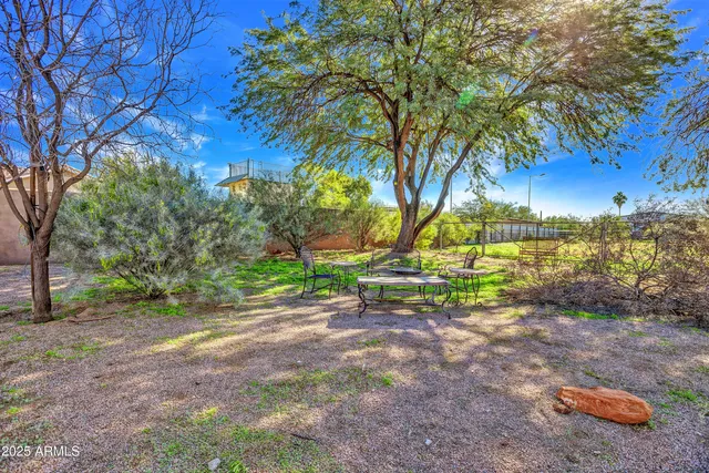 an aerial view of a houses with a outdoor space