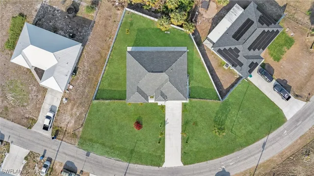 an aerial view of a house