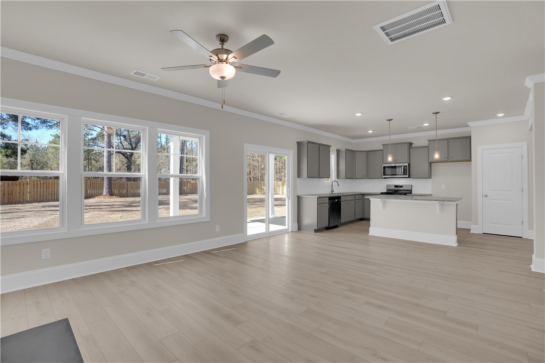 202 Bellflower Lane Pendleton, SC 29670 - Photo 18 of 38 This airy open-concept living area and kitchen offers natural light and a seamless flow for everyday living.