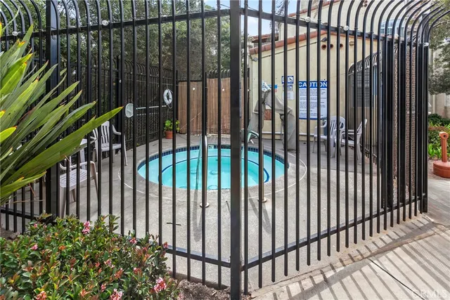 a view of a black gate