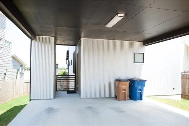 a view of a bathroom with a white door