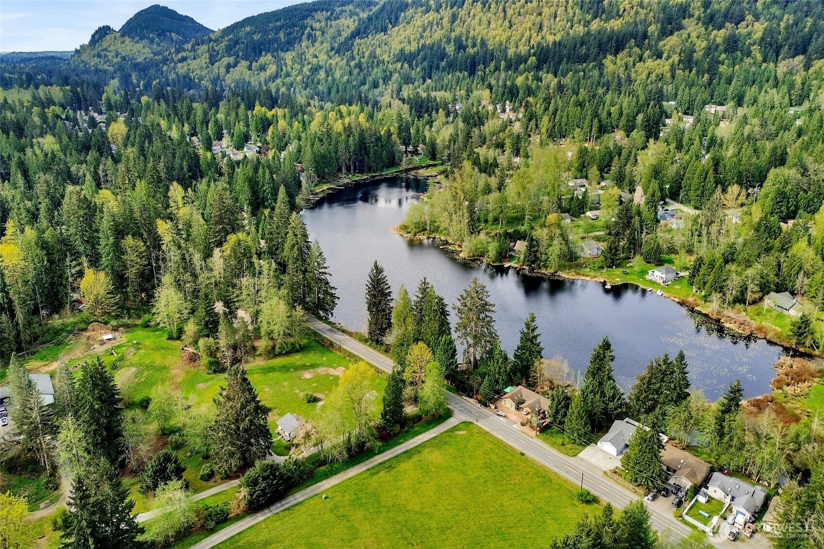 659 Cain Lake Road Sedro-Woolley, WA 98284 - Photo 36 of 40 an aerial view of residential house with outdoor space and swimming pool