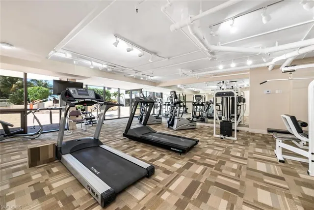 a view of a room with gym equipment