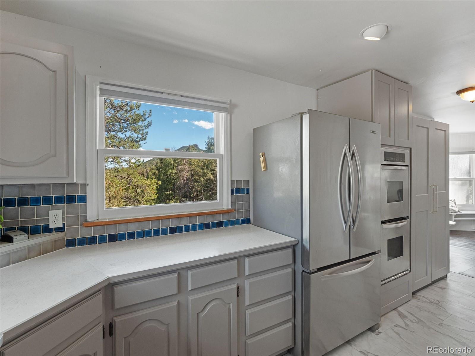 11825 South Little Turtle Lane Conifer, CO 80433 - Photo 18 of 34 a kitchen with stainless steel appliances granite countertop a refrigerator and a sink
