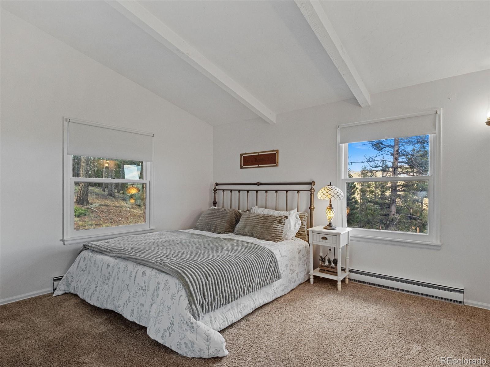 11825 South Little Turtle Lane Conifer, CO 80433 - Photo 25 of 34 a bedroom with a bed and a window