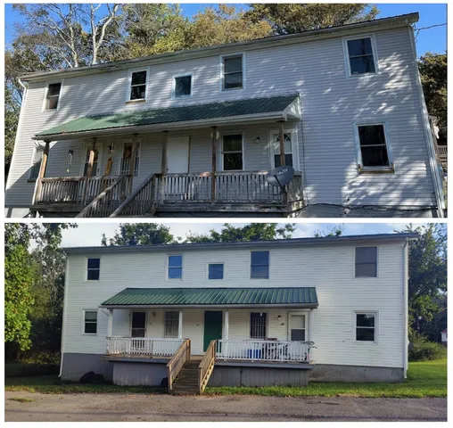 a front view of a house with garden