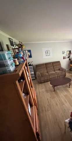 a view of a closet area with an empty room