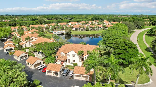 a view of a lake with a city