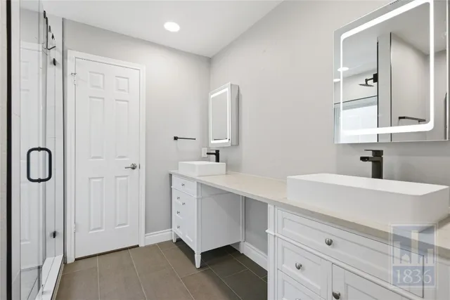 a bathroom with a shower