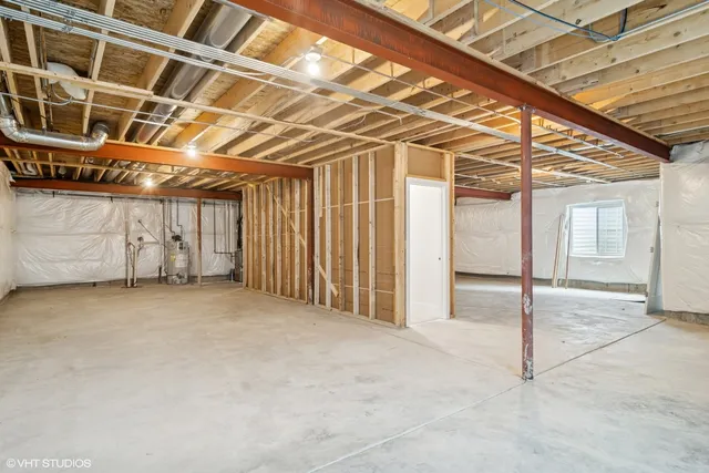 a view of a room with wooden walls