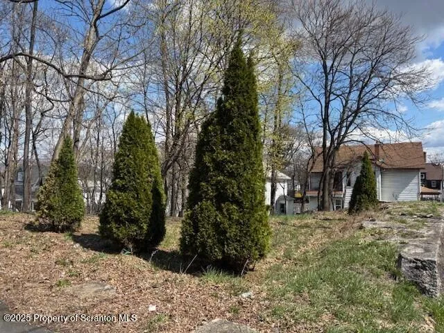 a view of a yard covered with snow in the yard