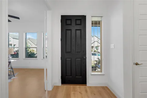 wooden floor and windows in a room