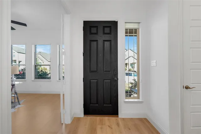 wooden floor and windows in a room