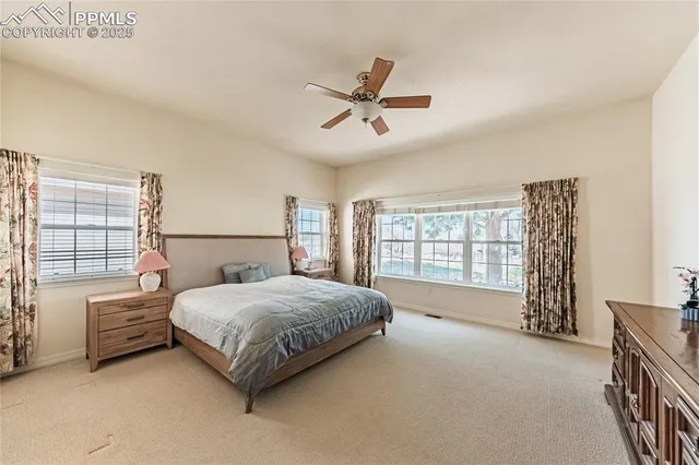 a bedroom with a bed and dresser