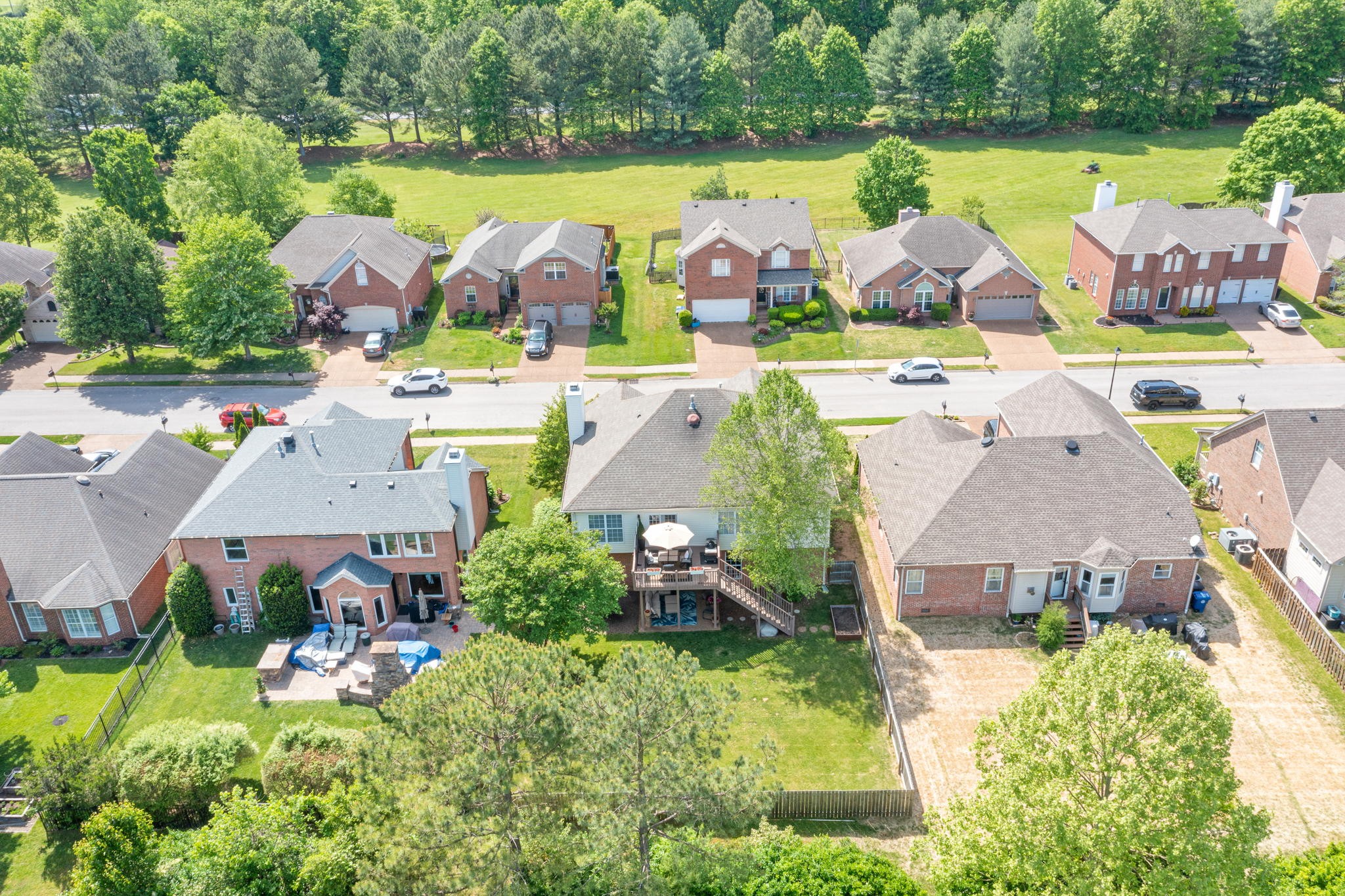 3156 Vera Valley Road Franklin, TN 37064 - Photo 39 of 44 an aerial view of a house with a swimming pool yard and outdoor seating