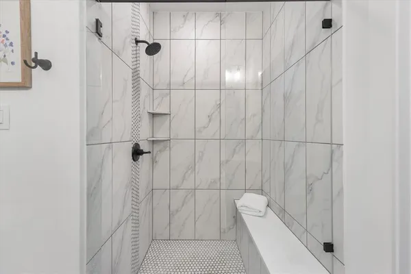 a bathroom with a shower