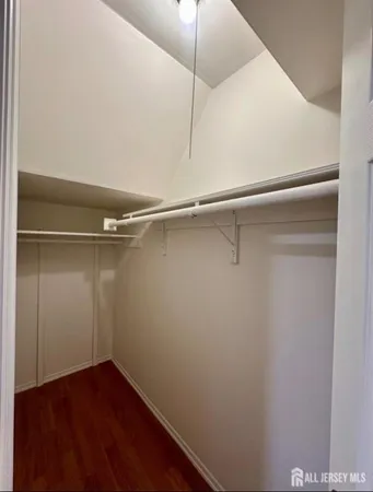 a view of an empty walk in closet